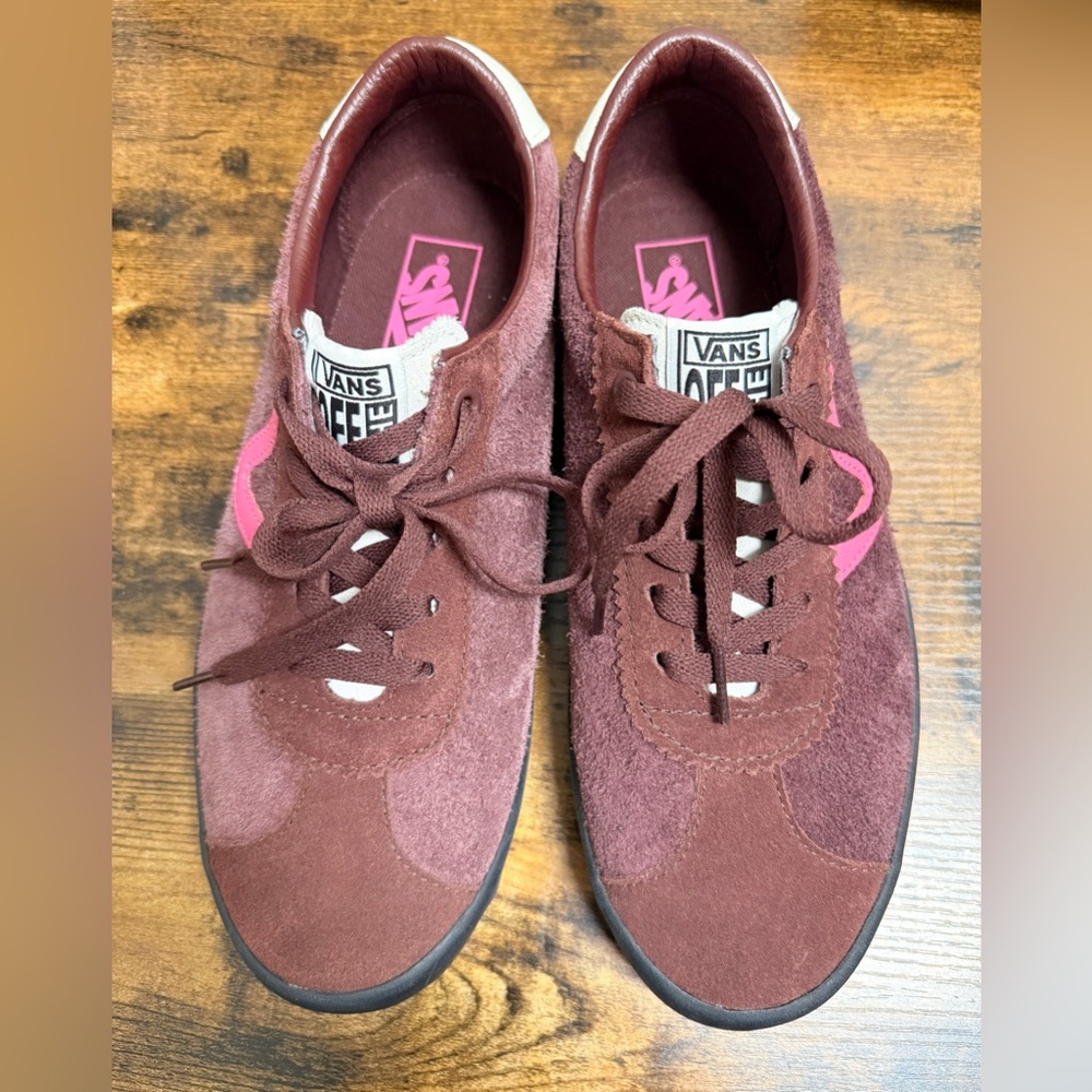 Vans Maroon and Pink Suede Sneakers